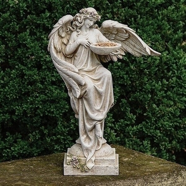 Flowing Angel Bird Bath Flowers Garden Statue Memorial Tribute
